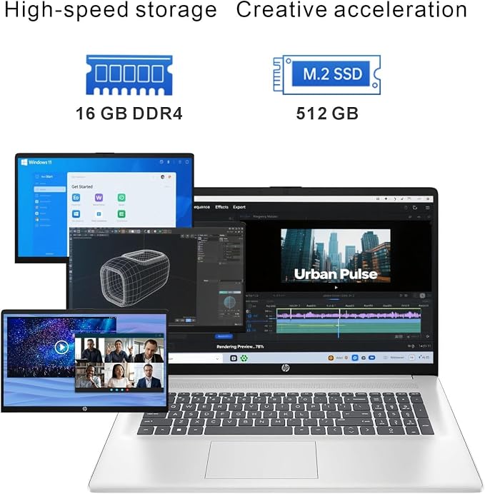 HP 17 inch Business Laptop • 2026 Edition • Latest AMD Ryzen 5 CPU • 16GB RAM - 512GB SSD - 17.3" FHD Display • Copilot + • Long Battery Life • Windows 11 with Office 365 for The Web - Image 4