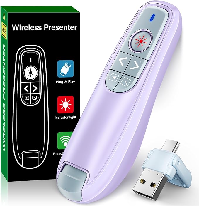 2-in-1 USB Type C Presentation Clicker, Wireless Presentation Clicker by NinjaABXY
