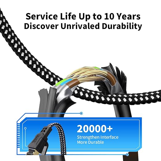 Cat 8 Ethernet Cable 100FT, High-Speed Braided Internet Cable Network Cord - Image 3