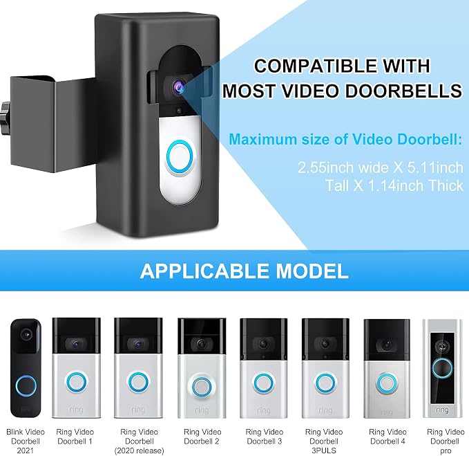 Anti-Theft Video Doorbell Door Mount, Doorbell No-Drill Mount Fit - Image 7
