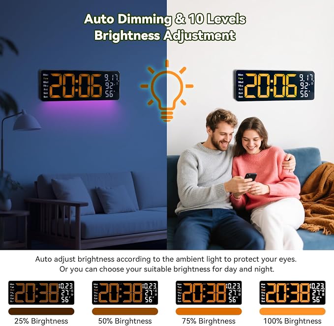 Digital Wall Clock Large Display, 17.3" Digital Clock - Image 5