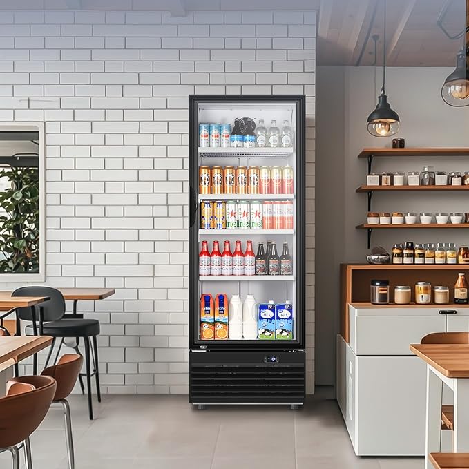 Glass Door Beverage Display Refrigerator 350L 590 Can Black | Fast cool, low noise, self-closing door, glass door, for store/office - Image 9