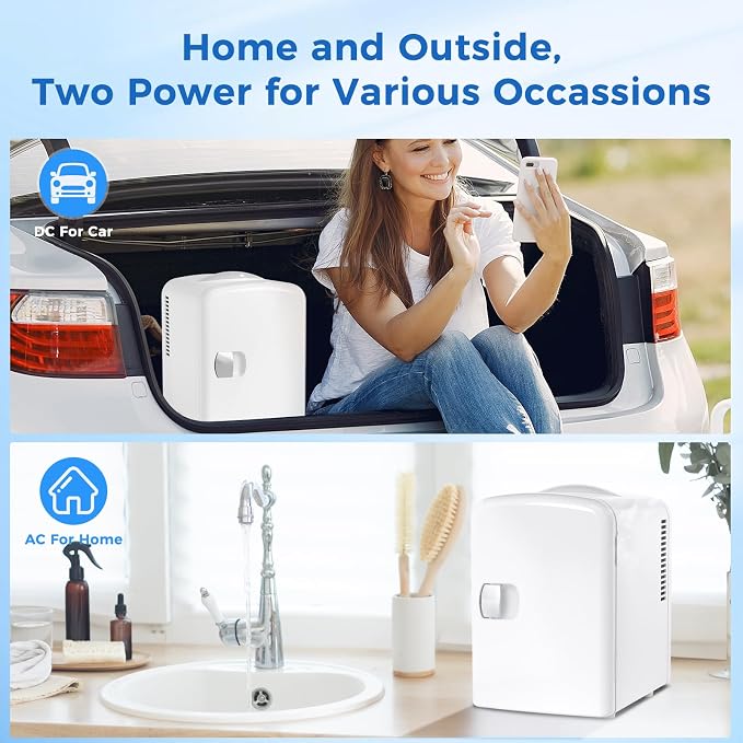 Antarctic Star 4L/6 Can Portable Compact Refrigerator for Bedroom,Car,Office & Dorm,Small Cooler for Food/Drinks/Skin Care,AC/DC,WHITE - Image 4