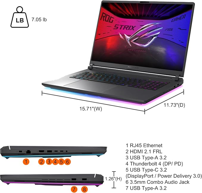 ASUS ROG Strix G18 G815 Gaming AI Laptop 18" 2.5k 240Hz 3ms 100% DCI-P3 Intel 24-core Ultra 9 275HX 32GB DDR5 2TB SSD GeForce RTX 5060 (Up to 572 NPU Tops) RGB Backlit Thunderbolt Win11Pro ICP Hub - Image 9