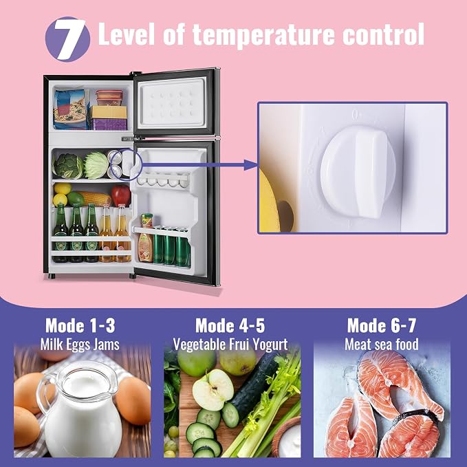 2.4 Cu.Ft Small Refrigerator with Freezer Dorm Mini Fridge with Removable Plastic Shelves Mini Refrigerator Ideal for Home, Office,Dormitory Gray - Image 2