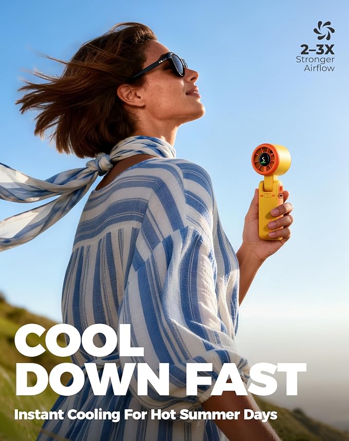 Diveblues Portable Handheld Turbo Fan, 5 Gear Wind, Battery Operated, Up to 12 Working Hours, 3 IN 1 Hand Fan with Air Turbo Tech Cooling Fan for Outdoor Activities, Travel, Working - Image 6