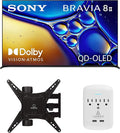 SONY K65XR80M2 65 Inch Bravia 8 QD-OLED 4K HDR Google TV with a Walts Medium Full Motion Mount for 32"-65" TVs and Amber Protection 3-Outlet-Surge Surge Protector (2025) by Unknown