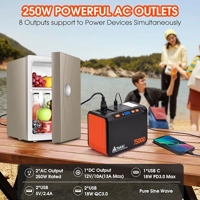 Takki 450W Peak Solar Generator 277Wh Portable Power Station with Solar Panels 40W Included 110V Pure Sine Wave AC Outlet DC USB Ports for Camping CPAP Emergency Tent Outdoor - Image 3