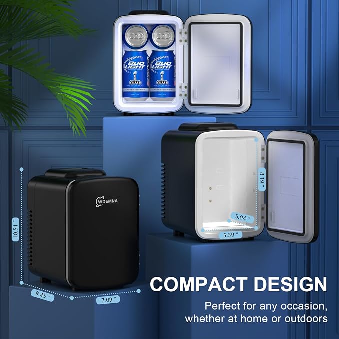Mini Fridge for Bedroom, 4 Litre/6 Cans Portable Mini Refrigerator with AC/DC Power for Office, Dorm and Car, Thermoelectric Electric Cooler & Warmer Skincare Fridge for Drinks, Food, Cosmetics - Image 8