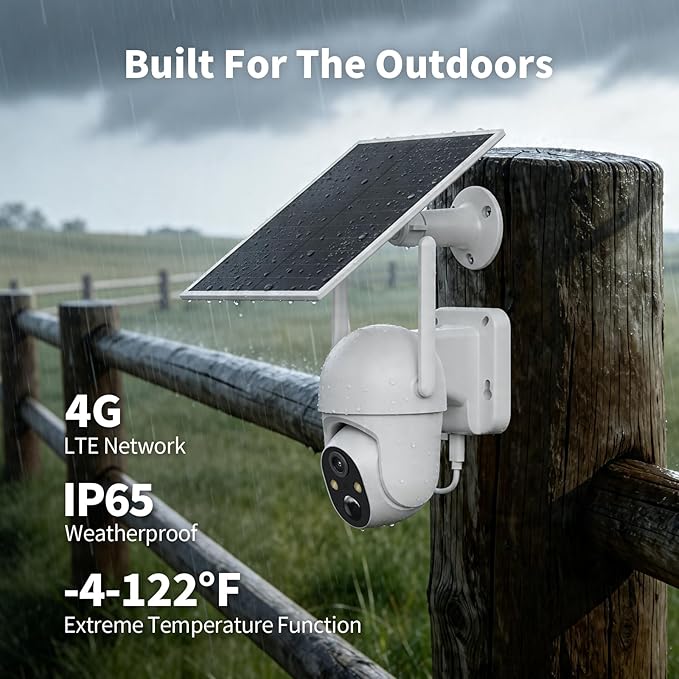 ELYSOO 2 Pack 4G LTE Cellular Security Cameras, Solar Powered Outdoor Camera No - Image 3