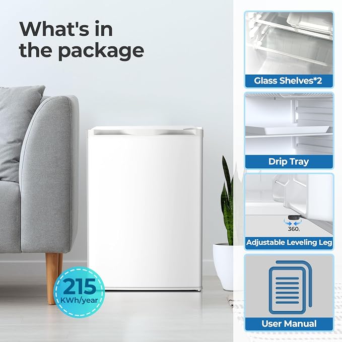 Electactic 2.56 Cu.ft Compact Refrigerator with Reversible Single Door, WHITE - Image 6