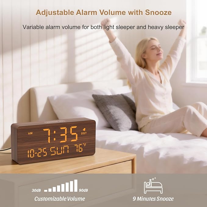 DreamSky Wooden Digital Alarm Clocks - Image 3