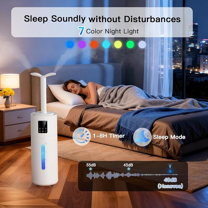 Smart Humidifiers for Large Room Bedroom Home 1800 sq.ft, 17L/4.5Gal Large Humidifier with Extension Tube & 3 Mist Modes, Top Fill Whole House Cool Mist Humidifiers for Plant Commercial Office - Image 6