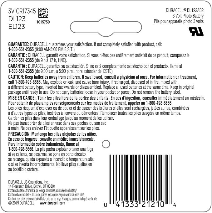 Duracell CR123A 3V Lithium Battery, 3 Volt High Power, Long-Lasting - Image 2