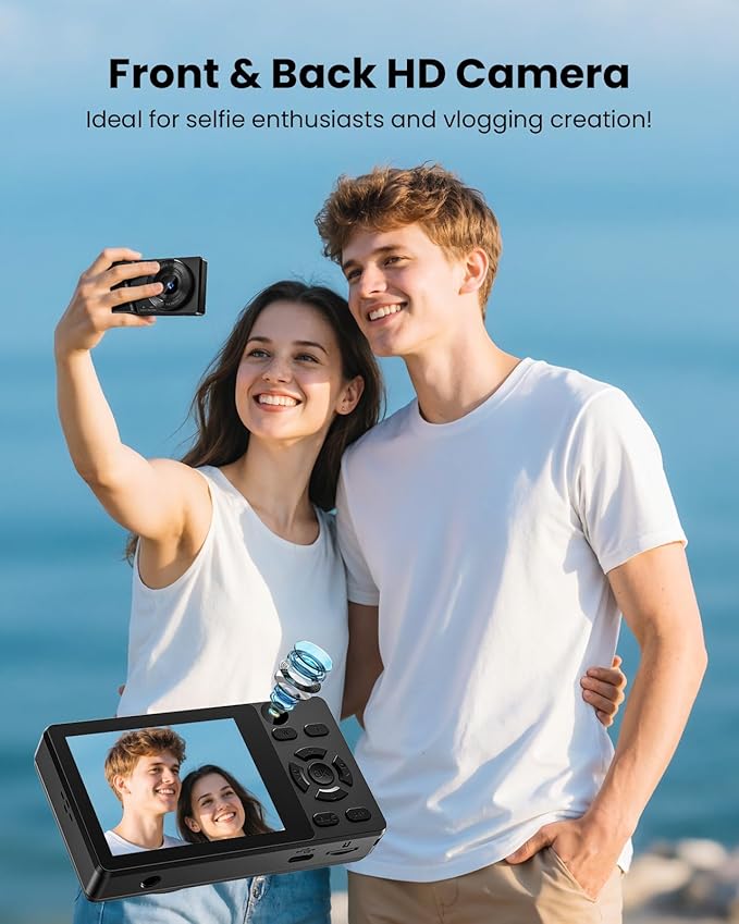 Digital Camera with Front Rear Lens, Autofocus 64MP 4K Camera - Image 2