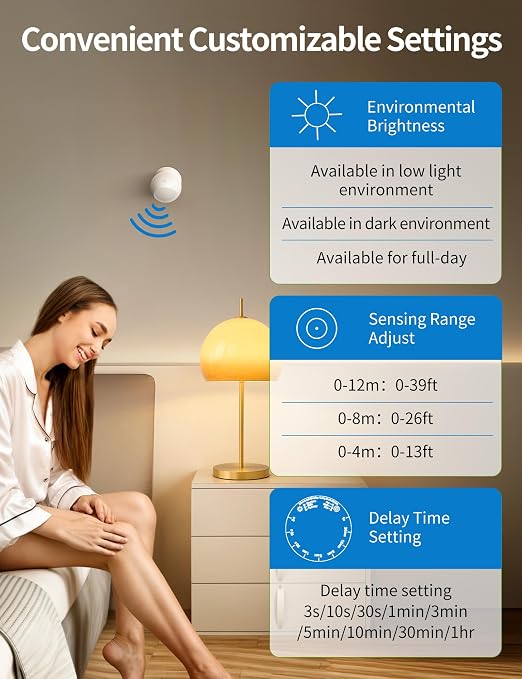 2 Pack Wireless Motion Sensor Outlet, Plug-in PIR Infrared Motion Activated - Image 7