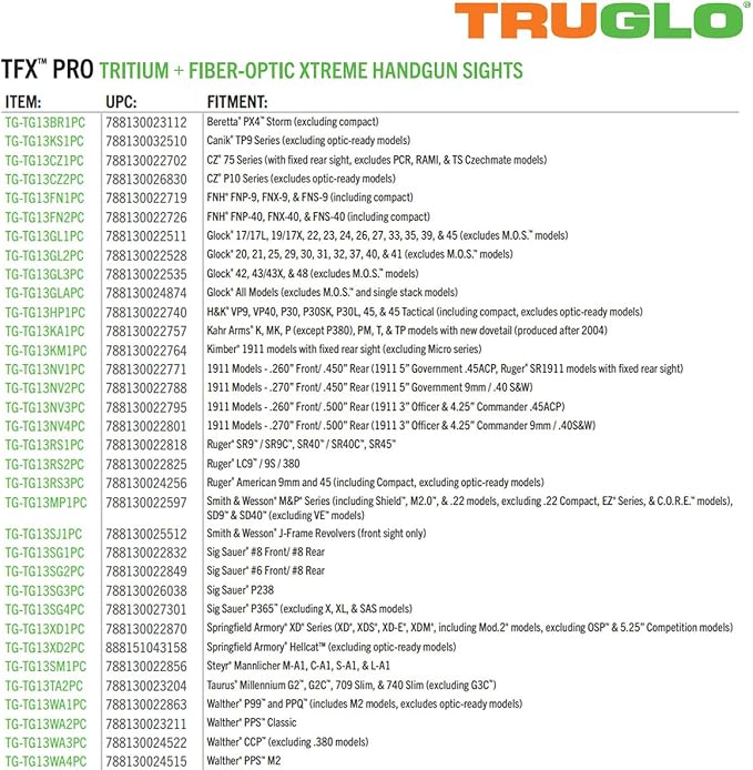 Truglo TFX PRO Handgun Sight, Glowing Shock Proof Tritium and Fiber Optic Night - Image 4