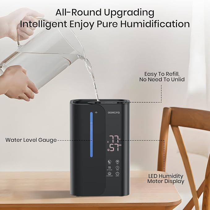 5L Cool Mist Humidifiers for Bedroom Large Room, Top Fill Ultrasonic Smart Air Humidifier for Baby & Plants with Essential Oil Diffuser, 50H Runtime 28 dB Quiet Baby Humidifier - Image 6
