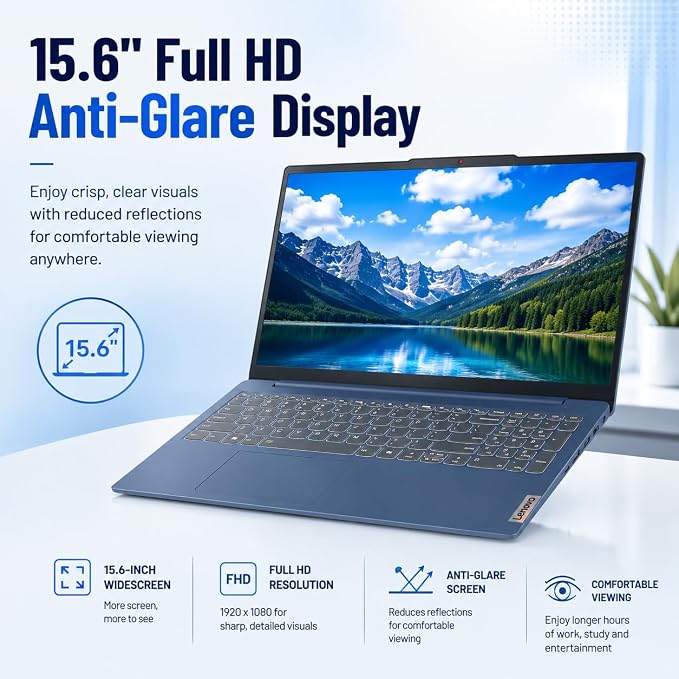 Lenovo IdeaPad Slim 3i, 15.6" FHD Laptop, Quad-Core Intel N150, 8GB DDR5, 128GB Storage, Windows 11 with Microsoft 365, Numeric Keypad, Lightweight - Image 2