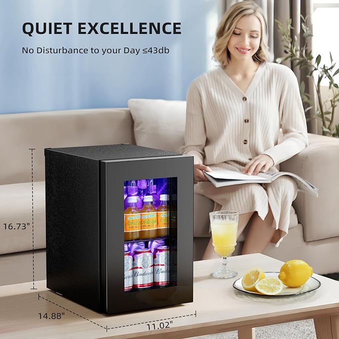 Antarctic Star 18L Beverage Refrigerator Cooler 24Can, Mini Fridge with Quiet Compressor, LED Light,Freestanding Small Fridge with Electronic Temperature Control for Home and Bar(40-61 ℉) - Image 5