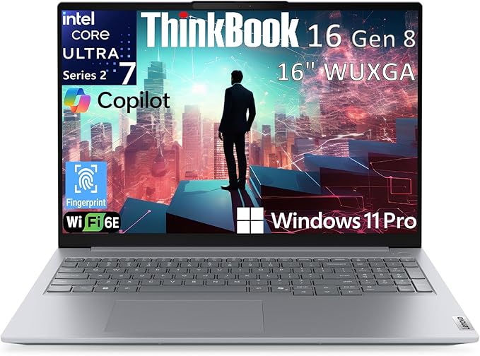 Lenovo ThinkBook 16 Gen 8 Laptop, Intel Core Ultra 7, 64GB DDR5, 2TB SSD | FHD+ business AI PC laptop, Wi-Fi 6E, fingerprint, BT 5.3, Win 11 Pro, ultimate power for pros by LENOVO