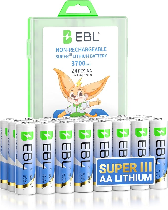 EBL AA Lithium Batteries 3700mAh, 24 Pack Non-Rechargeable 1.5V Longest Lasting by EBL