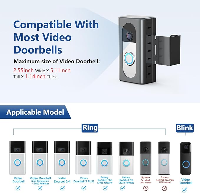 KIMILAR Anti-Theft Video Doorbell Mount Compatible - Image 2