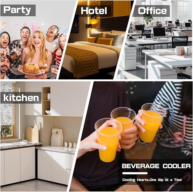 166 Can Mini Fridge - 5.3 Cu.Ft Beverage Refrigerator | Wine Fridge with Reversible Glass Door for Soda Wine Beer, Adjustable Temperature Control for Home Office Bar, Black(40-61 ℉) - Image 7