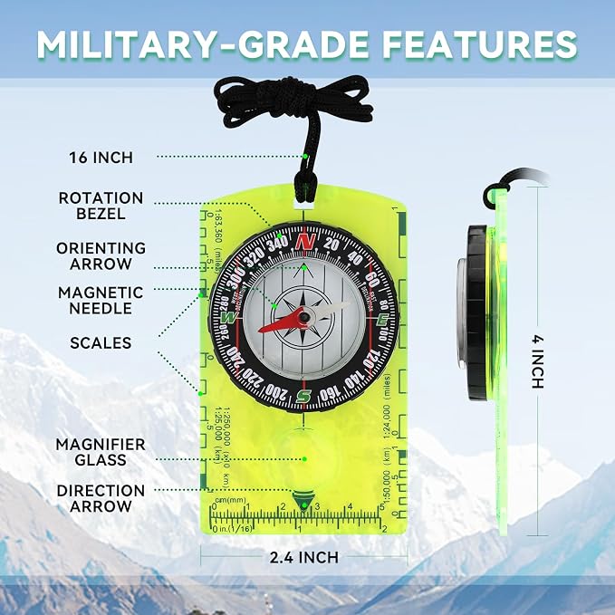 Compass Hiking Survival, Wilderness Survival Compass - Image 3