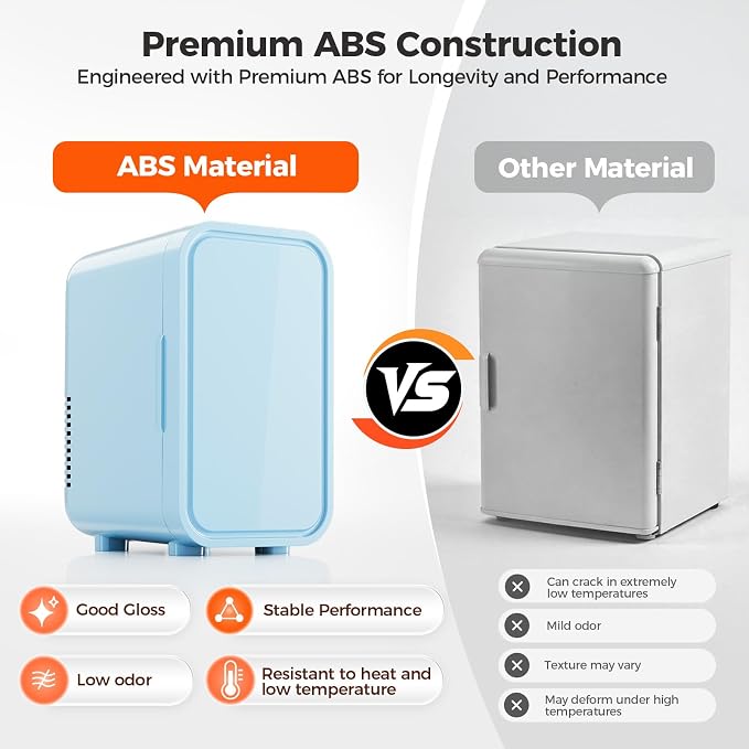 OSTBA Mini Fridge for Skincare, 6 Liter/8 Can 110V AC/ 12V DC Portable Thermoelectric Cooler Refrigerators for Bedroom, Skincare, Beverage, Office, Dorm Room and Car, Blue - Image 6