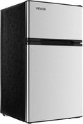 VEVOR Mini Fridge with Freezer, 3.2 Cu.Ft, Dual Zone Compact Refrigerator, 3 Modes Adjustable Temp, Energy Efficient Small Fridge, Reversible Door, Low Noise, for Bedroom, Dorm, Brushed Stainless by VEVOR