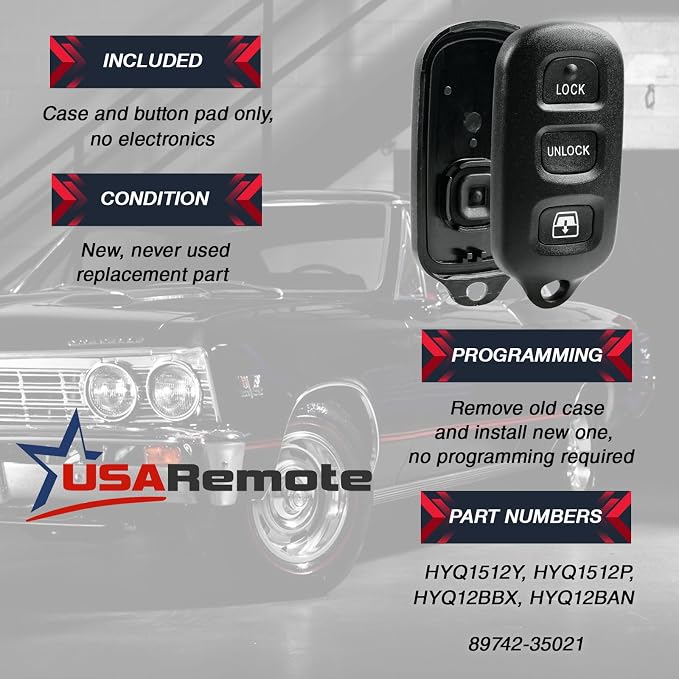 Key Fob Keyless Entry Remote Shell Case & Pad fits Toyota 1999-2009 4runner / - Image 3