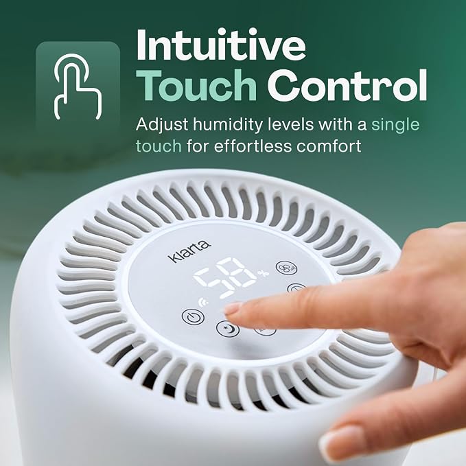 Smart Evaporative Humidifier with App Control & 3L Tank – Mist-Free, No White Dust – Quiet Operation for Better Sleep – Klarta Humea Beige - Image 5