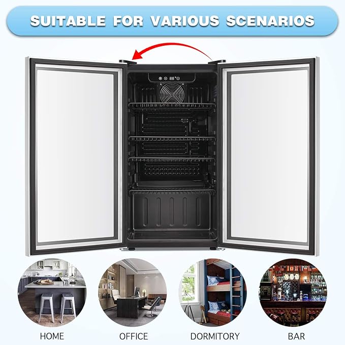 Antarctic Star Beverage Refrigerator Cooler -120 Can Mini Fridge Glass Door for Soda Beer or Wine Constant Glass Door Small Drink Dispenser for Home, Office Bar 3.2cu.ft | 120 can capacity, glass door for soda beer or wine, small drink dispenser clear ... - Image 5