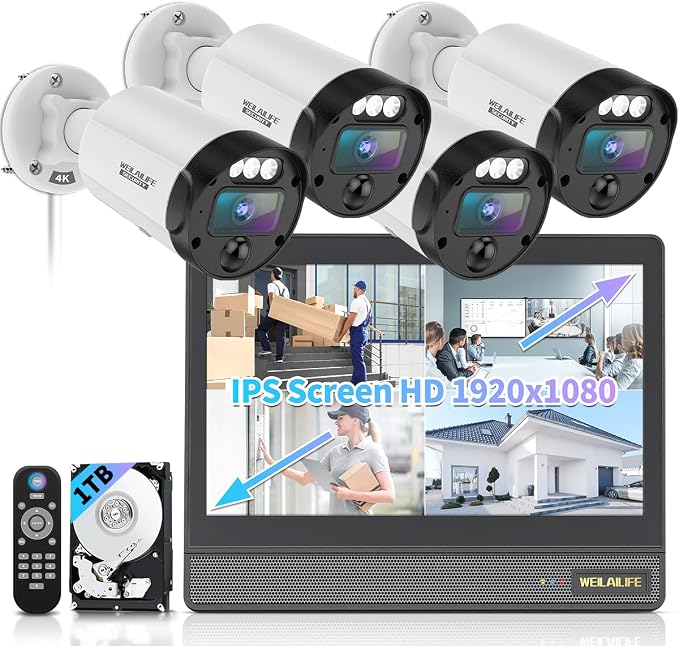 【All-in-One Security System】 4K Outdoor Wired Security Camera System, Home by WEILAILIFE