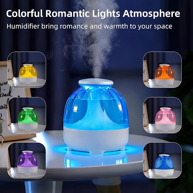 650ml USB Humidifiers for Bedroom Cool Mist Humidifier Quiet Air Humidifiers USB humidifiers for Living Room Home Office,2 Mist Modes,Night Light White - Image 6