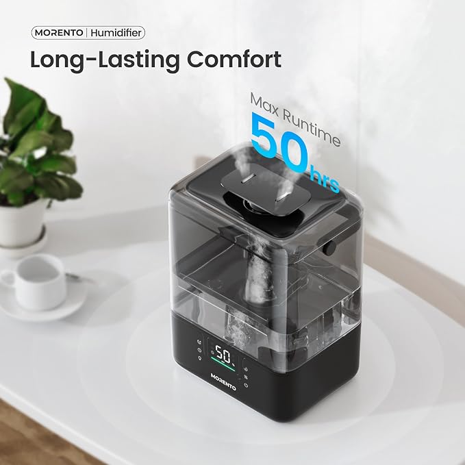 Smart Humidifiers for Bedroom Large Room Home, 6L Cool Mist Top Fill Humidifier with Essential Oil Diffuser, Smart App & Voice Control, for Nursery & Plants, Black, 1 Pack + 7 Color NightLight - Image 4