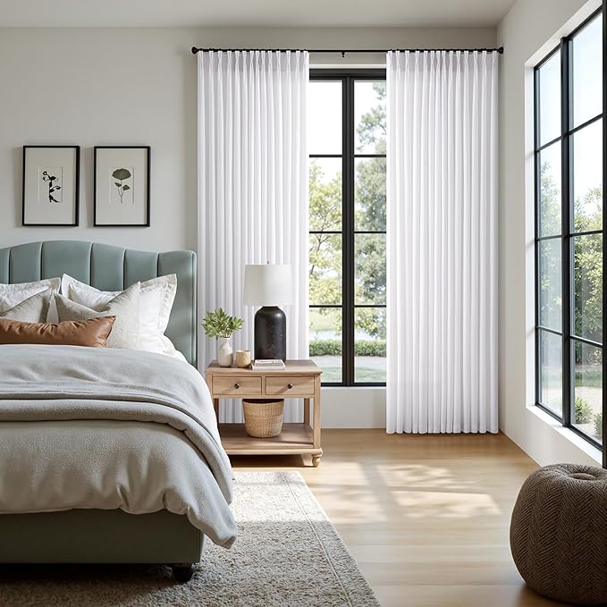 ANRODUO Memory Trained Pinch Pleated Curtains 84 Inches Long, Viral Linen Pinch - Image 2