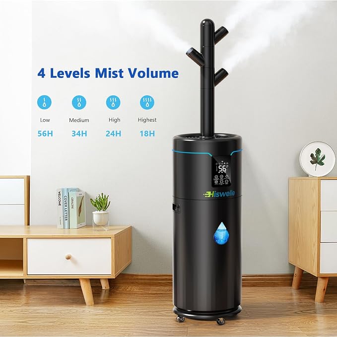 Large Humidifiers for Bedroom, 4.5 Gal Cool Mist Humidifier for Large Room Whole House with Remote Control, 800mL/h Output, 48H Runtime, Auto Humidistat, Wheels, Timer, Essential Oil Tray - Image 5