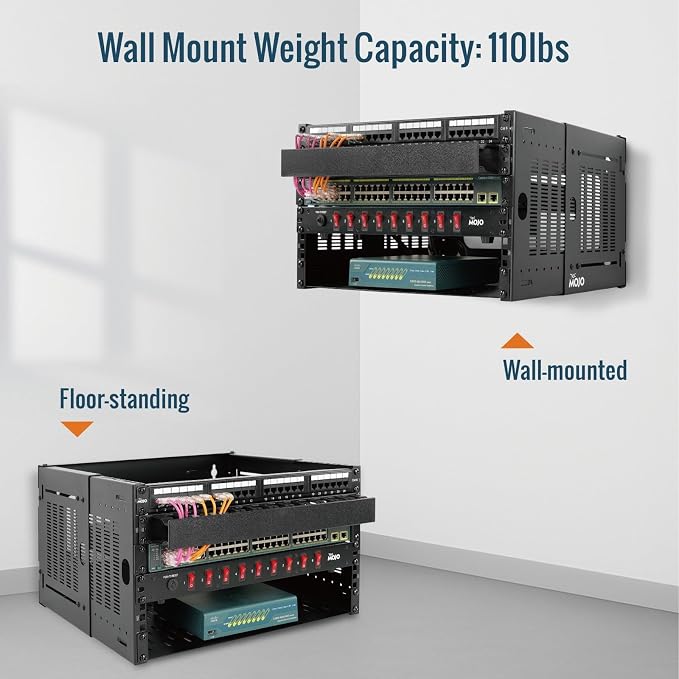 Tecmojo 6U Wall Mount Network Rack, Fits Shallow IT Equipments, 110 lbs Capacity - Image 3