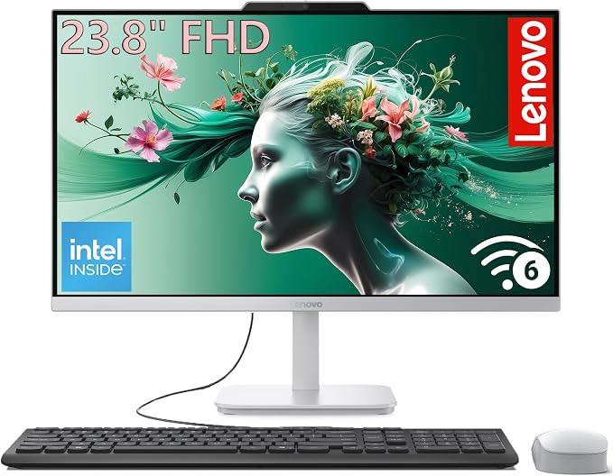 Lenovo 24 23.8" i3-N305 16GB 1TB SSD All-in-One Desktop Computer | FHD IPS Display, WiFi 6, Bluetooth, Windows 11 Home, Keyboard, Mouse by LENOVO