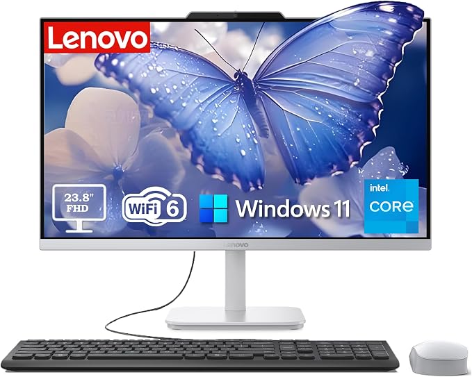 Lenovo IdeaCentre 24 FHD AIO Desktop Computer, 8GB RAM, 512GB PCIe SSD | 2026 for Home and Office, Intel 8-Core Processor(up to 3.8 GHz), WiFi 6, BT 5.2, RJ-45, HDMI & Mouse, Windows 11 by LENOVO