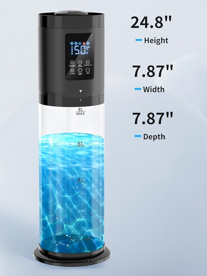 8L Humidifiers for Bedroom, 30dB Quiet, 500ft² Coverage, 60H Runtime, Top Fill, 3-in-1 Humidifier Large Room & Essential Oil Diffuser & Ambient Light, Sleep Mode, 16H Timer, Auto Shutoff Protection - Image 9