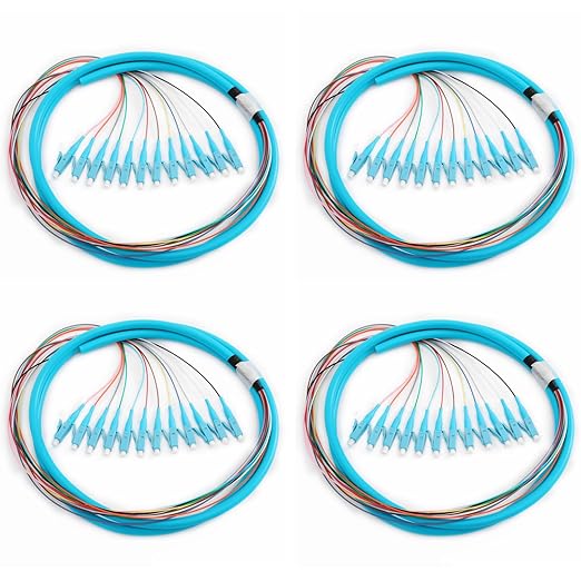 4 Pack LC-OM3 12 Pigtail 12 Strand Multimode OM3/OM4 50/125 LC-UPC Fiber Pigtail by ProfessionalFiberNetworkDevicemanufacturer