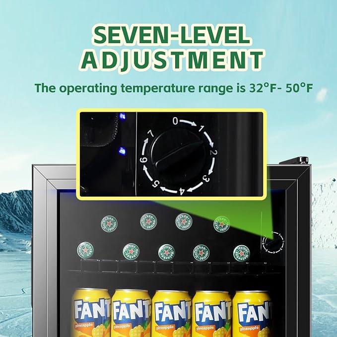 Beverage Refrigerator Cooler 1.6 Cu.Ft 60 Can Mini Small Fridge Black | Large Capacity with Glass Door, LED Light & Adjustable Shelves for Soda Beer Wine, Perfect for Home Bar Office - Image 5