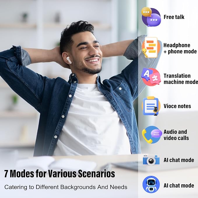 Csasan Ai Translation Earbuds Real Time, 3-in-1 Buletooth 5.3 Translator Earbuds - Image 3