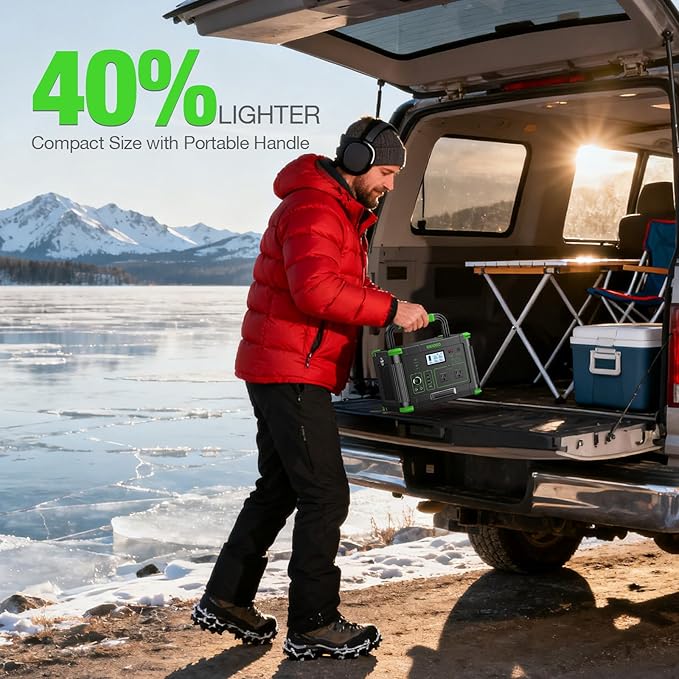 Portable Power Station 1000W (Peak 2000W), 999Wh Solar Generator, 110V Pure Sine Wave AC Outlet with PD 60W USB-C Fast Charging, Outdoor Camping RV Van Home Backup Off-Grid Living - Image 9