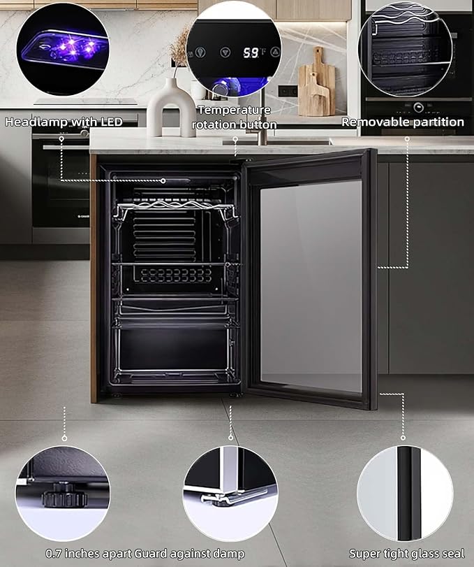 Antarctic Star 36 Bottle Wine Cooler Beverage Refrigerator Small Mini Wine Cellar Beer Soda Bar Fridge Quiet Operation Compressor Adjust Temperature Freestanding Black, 4.4 Cu. Ft | 36 Bottle Capacity, Clear Front Glass Door, for Red wine Beer Soda, Qu... - Image 2