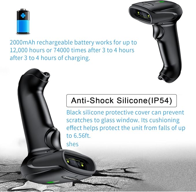 USB Wireless Barcode Scanner, Symcode 2.4GHz Handheld Automatic 1D Laser - Image 6