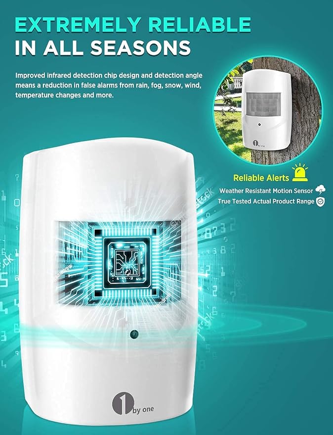 1byone Driveway Alarm Wireless Outside, Motion Sensor Alarm 1000 FT Range Extra - Image 2